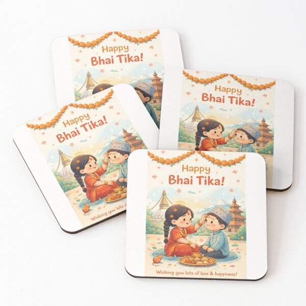 Item preview, Happy Bhai Tika Card with Sister Applying Tika in Front of Boudhanath Stupa designed and sold by Places On Earth.