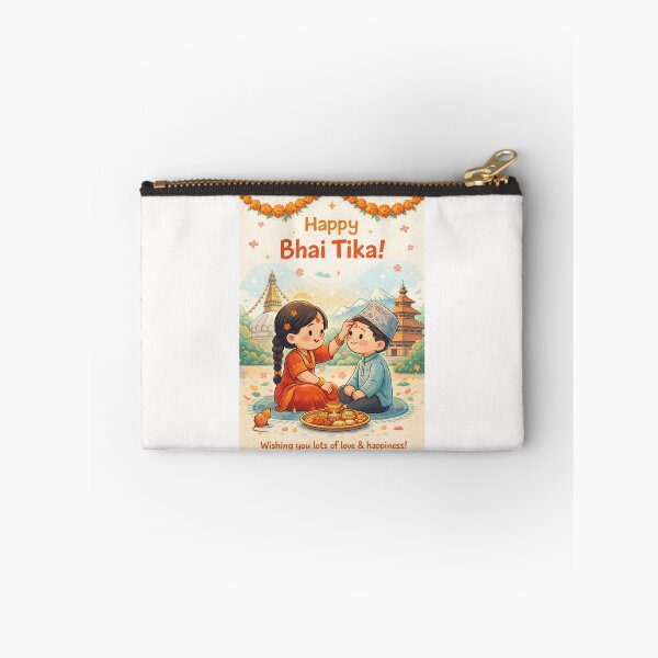 Item preview, Happy Bhai Tika Card with Sister Applying Tika in Front of Boudhanath Stupa designed and sold by Places On Earth.