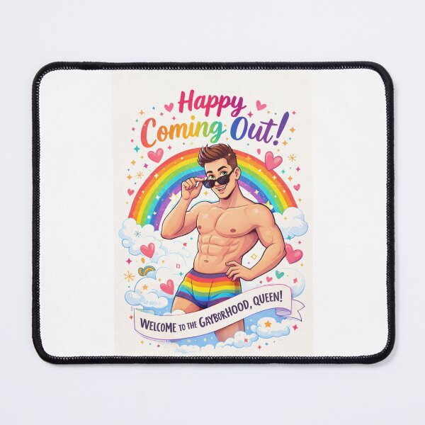 Item preview, Happy Coming Out Card with Rainbow, Hearts, and Celebratory Pose designed and sold by Places On Earth.