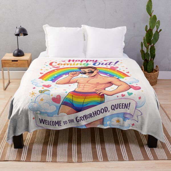 Item preview, Happy Coming Out Card with Rainbow, Hearts, and Celebratory Pose designed and sold by Places On Earth.