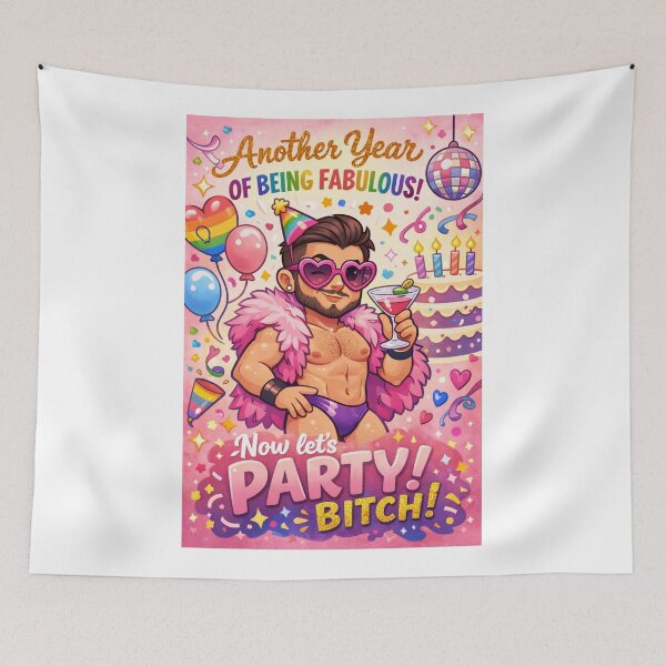 Item preview, Gay Birthday Greetings with Pride Balloons and Disco Vibes designed and sold by Aryabek.