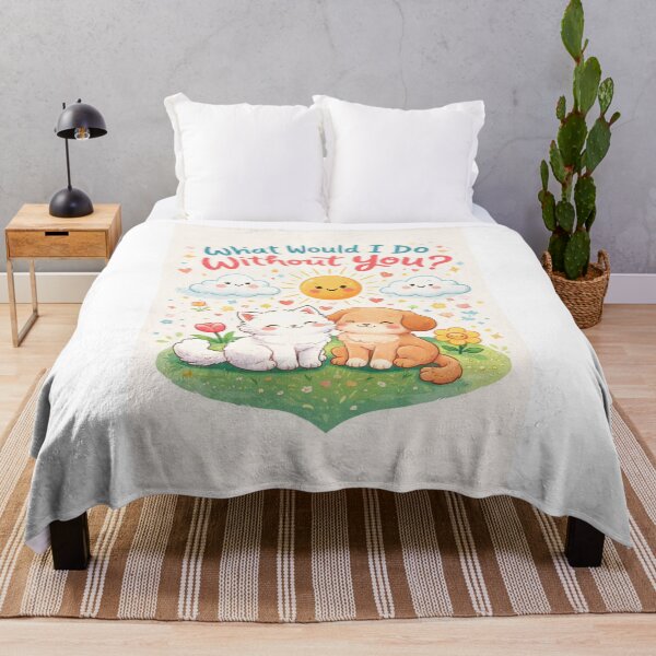 Item preview, Cute Friendship Greeting with White Cat and Brown Puppy designed and sold by Aryabek.