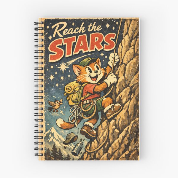 Item preview, Reach the Stars Vintage Style Climbing Cat designed and sold by Mauswohn.