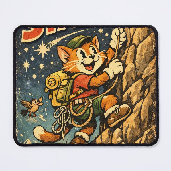 Item preview, Reach the Stars Vintage Style Climbing Cat designed and sold by Mauswohn.