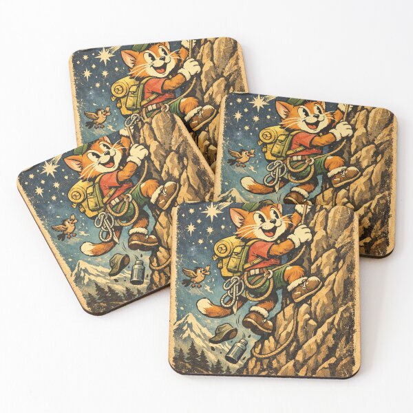 Item preview, Reach the Stars Vintage Style Climbing Cat designed and sold by Mauswohn.