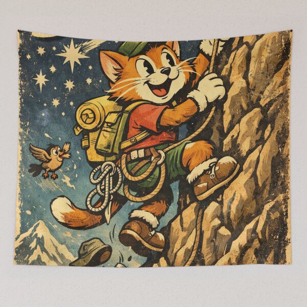 Item preview, Reach the Stars Vintage Style Climbing Cat designed and sold by Mauswohn.