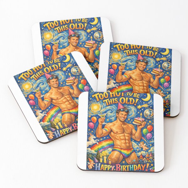 Item preview, Rainbow Gay Birthday Greeting with Starry Sky and Pride Trunks designed and sold by Aryabek.