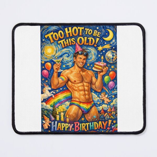 Item preview, Rainbow Gay Birthday Greeting with Starry Sky and Pride Trunks designed and sold by Aryabek.