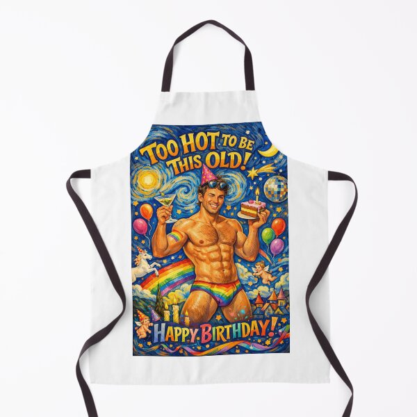 Item preview, Rainbow Gay Birthday Greeting with Starry Sky and Pride Trunks designed and sold by Aryabek.