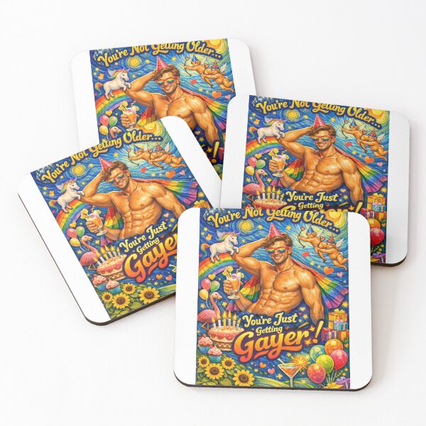 Item preview, Rainbow Pride Gay Birthday with Unicorns and Cherubs designed and sold by Aryabek.