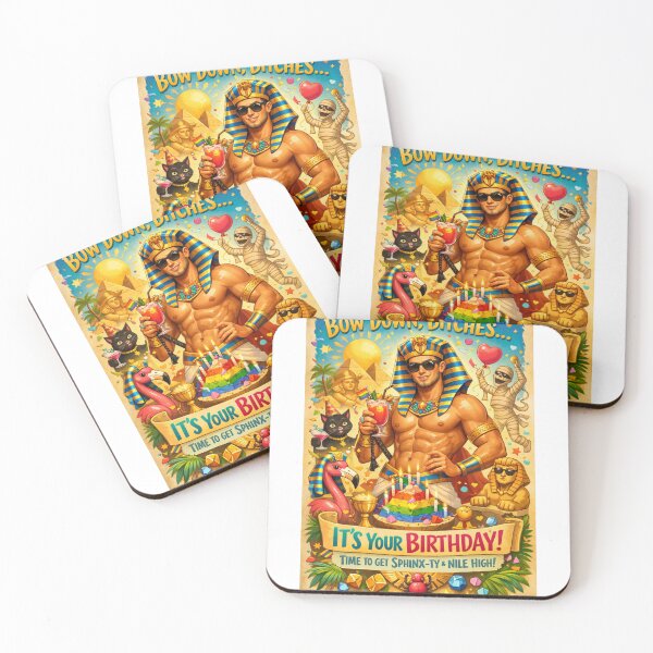 Item preview, Pharaoh Birthday Scene with Rainbow Cake and Pyramids designed and sold by Aryabek.