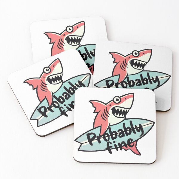 Item preview, Pink Shark Holding Surfboard Probably Fine Illustration designed and sold by SassyArtistry.
