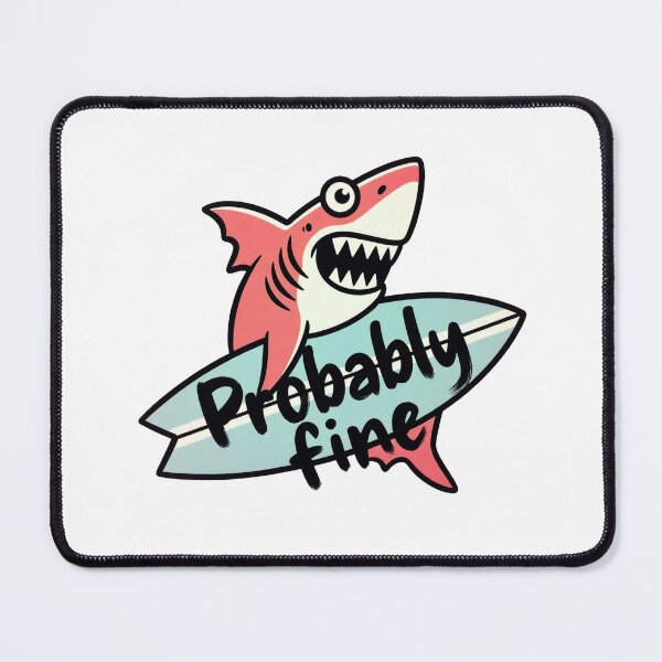 Item preview, Pink Shark Holding Surfboard Probably Fine Illustration designed and sold by SassyArtistry.