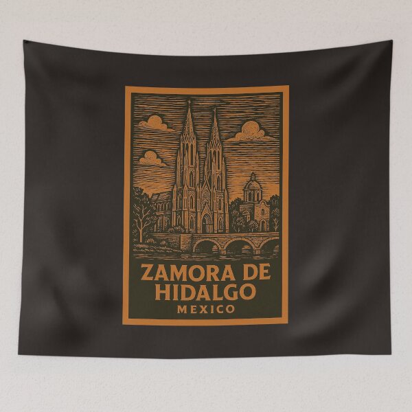 Item preview, Zamora de Hidalgo Mexico Linocut Style  designed and sold by Thistle-TShop.