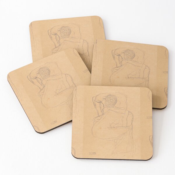Item preview, Lovers by Gustav Klimt: Minimalist Nude Figure Line Drawing Poster designed and sold by artofuniverse.
