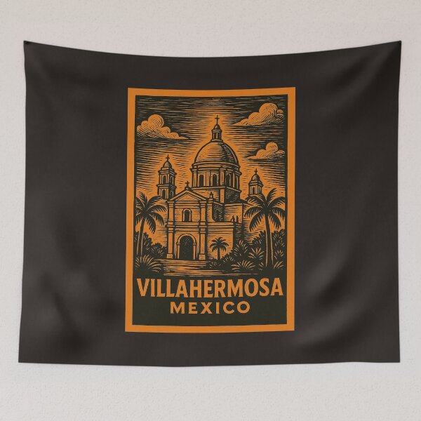 Item preview, Villahermosa Mexico Linocut Style  designed and sold by Thistle-TShop.