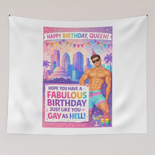 Item preview, Happy Birthday Queen Greeting with Rainbow Pride Vibes designed and sold by Aryabek.