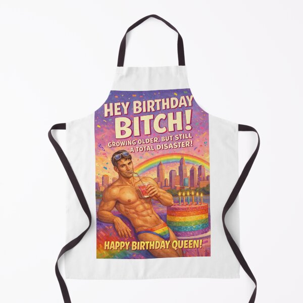 Item preview, Funny Gay Birthday Greeting with Rainbow Cake and Swimsuit designed and sold by Aryabek.