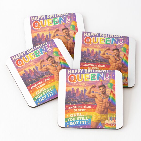 Item preview, Gay Birthday Queen Greeting with Muscular Party Vibes designed and sold by Aryabek.