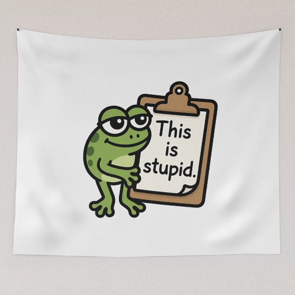 Item preview, Annoyed Frog Holding Clipboard This Is Stupid designed and sold by SassyArtistry.