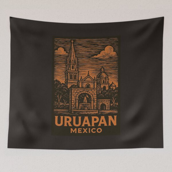 Item preview, Uruapan Mexico Linocut Style  designed and sold by Thistle-TShop.