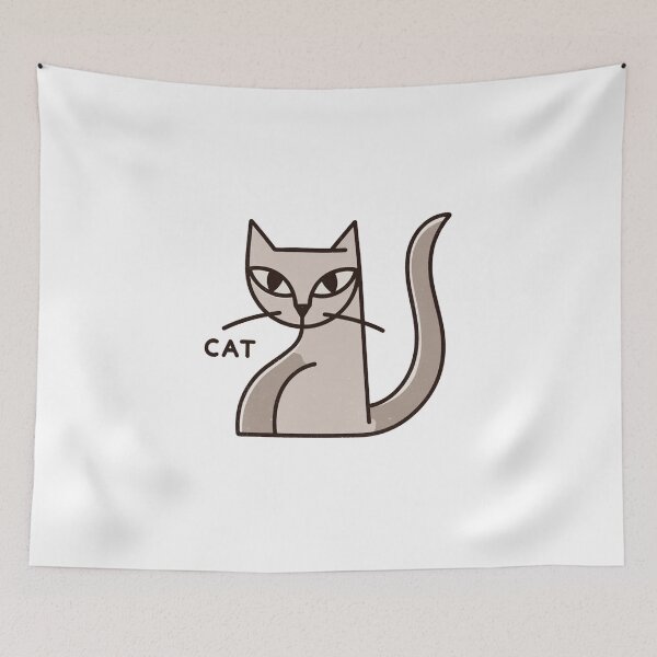 Item preview, Cubistic Feline Sitting With Angular Shapes And Curved Tail designed and sold by SassyArtistry.