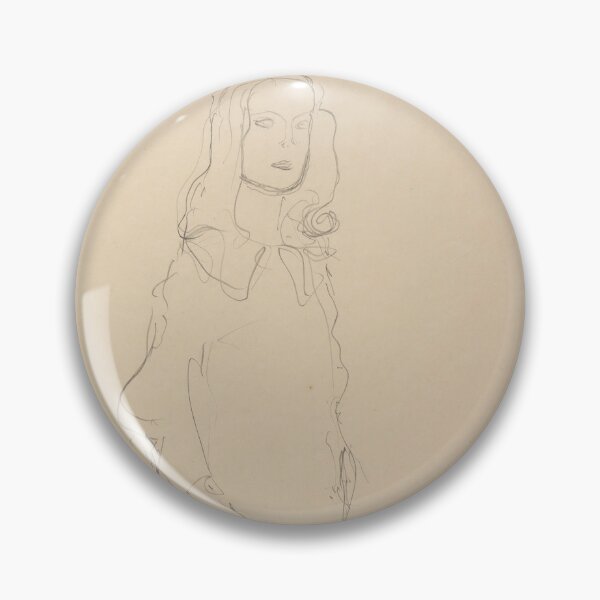 Item preview, Mada Primavesi With Coat Standing by Gustav Klimt: Minimalist Line Portrait designed and sold by artofuniverse.