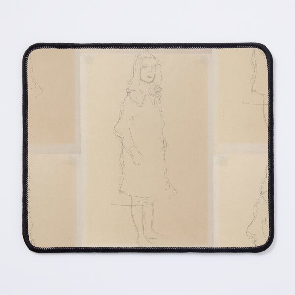 Item preview, Mada Primavesi With Coat Standing by Gustav Klimt: Minimalist Line Portrait designed and sold by artofuniverse.