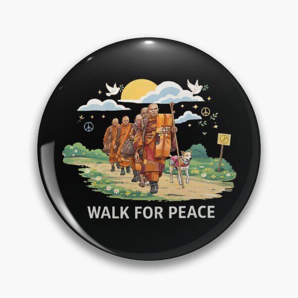 Item preview, Walk for Peace Monks with Aloka Dog Mindfulness  designed and sold by JaidyKris.