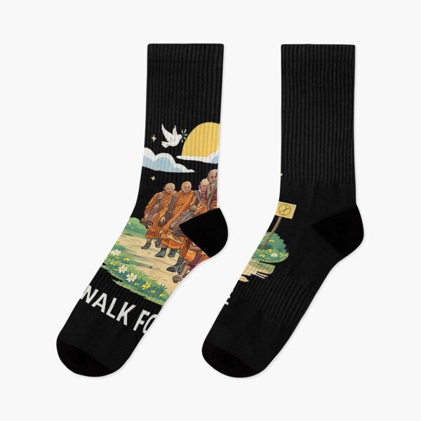 Item preview, Walk for Peace Monks with Aloka Dog Mindfulness  designed and sold by JaidyKris.