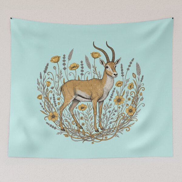 Item preview, Vintage Saiga Antelope Botanical Wildlife Illustration designed and sold by BirdsnStuff.