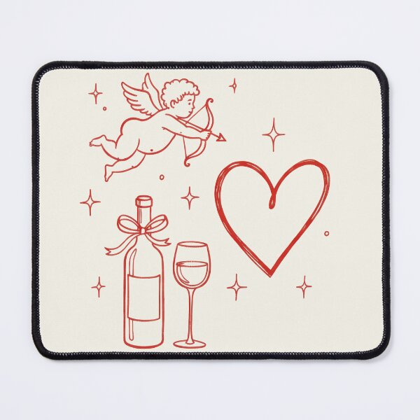 Item preview, Minimalist Cupid & Wine Romantic Valentine Line Art designed and sold by seven things shop.
