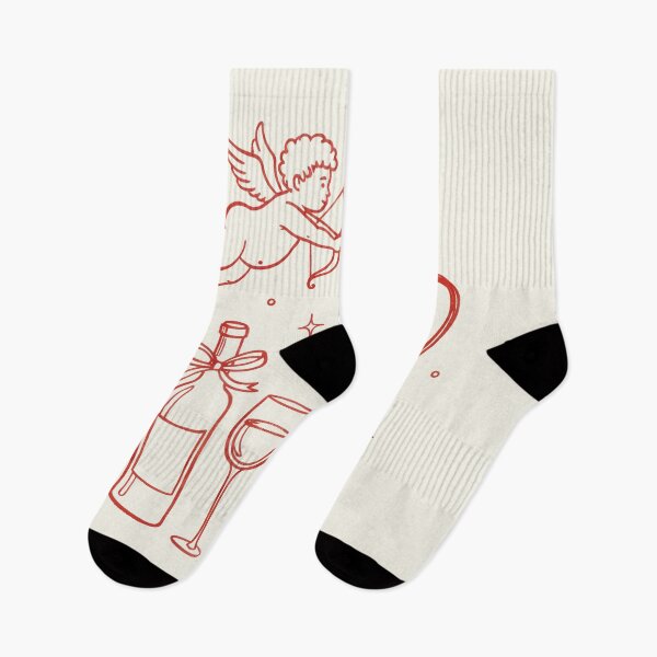 Item preview, Minimalist Cupid & Wine Romantic Valentine Line Art designed and sold by seven things shop.