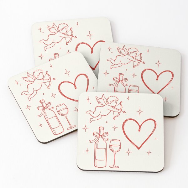 Item preview, Minimalist Cupid & Wine Romantic Valentine Line Art designed and sold by seven things shop.