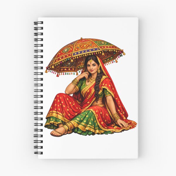 Item preview, Royal Indian Woman Under Decorative Umbrella designed and sold by GenzShoppingHub.