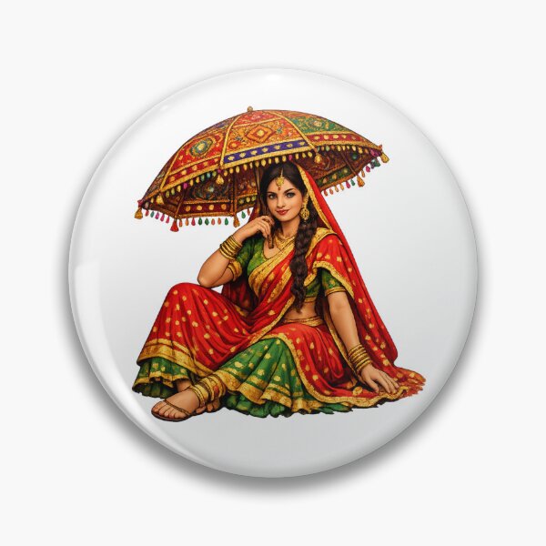 Item preview, Royal Indian Woman Under Decorative Umbrella designed and sold by GenzShoppingHub.