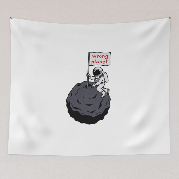 Item preview, Astronaut Sitting On Rock Holding Wrong Planet Flag designed and sold by SassyArtistry.