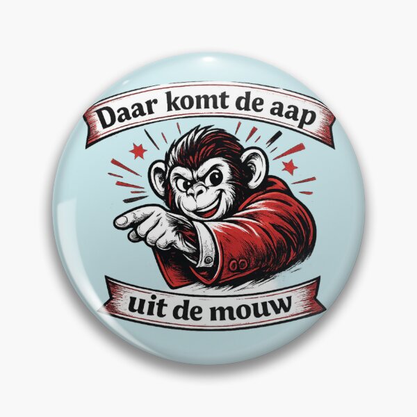Item preview, Daar komt de aap uit de mouw – artistieke lijntekening in rood en zwart designed and sold by Cleora Art .