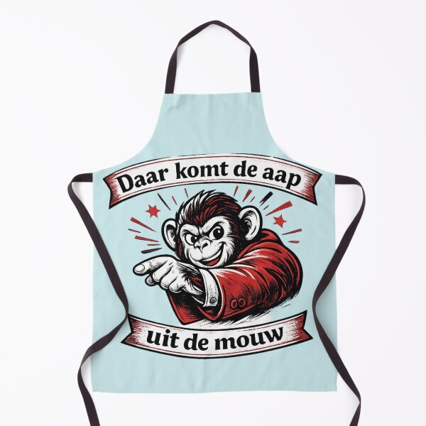 Item preview, Daar komt de aap uit de mouw – artistieke lijntekening in rood en zwart designed and sold by Cleora Visuals.