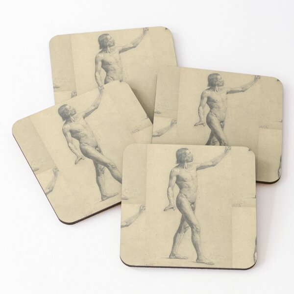 Item preview, Mannlicher Akademieakt in Bewegung by Gustav Klimt: Classical Male Nude Drawing Poster designed and sold by artofuniverse.