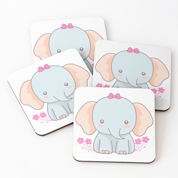 Item preview, Baby Elephant with Bow - Cute Blue Elephant Floral Vector Illustration designed and sold by Love3Happy.