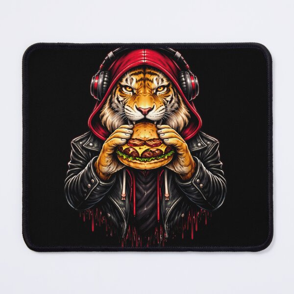 Item preview, Alpha Street Tiger with Burger – Urban Food & Streetwear Lifestyle Animal Art designed and sold by ColorSplash123.