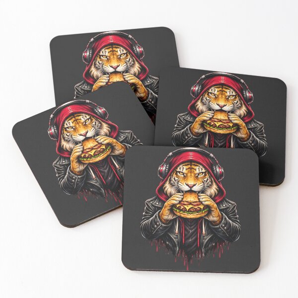 Item preview, Alpha Street Tiger with Burger – Urban Food & Streetwear Lifestyle Animal Art designed and sold by ColorSplash123.