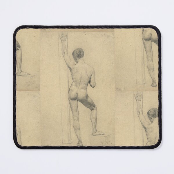 Item preview, Gustav Klimt Poster: Mannlicher Akademieakt Ruckenansicht: Classical Figure Drawing Study designed and sold by artofuniverse.