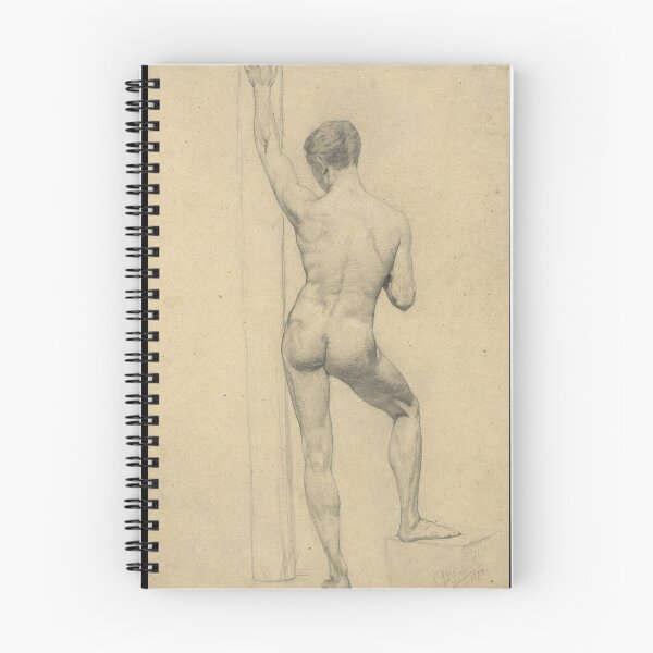 Item preview, Gustav Klimt Poster: Mannlicher Akademieakt Ruckenansicht: Classical Figure Drawing Study designed and sold by artofuniverse.