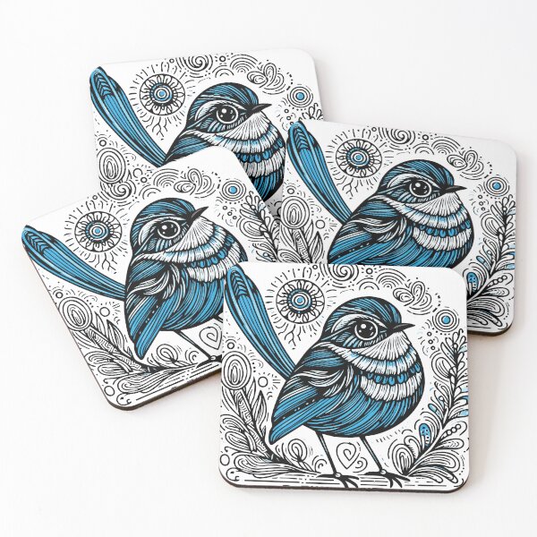 Item preview, Superb Fairywren Art – Blue Wren Zentangle Australian Bird Illustration designed and sold by Aritxa.