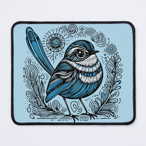 Item preview, Superb Fairywren Art – Blue Wren Zentangle Australian Bird Illustration designed and sold by Aritxa.