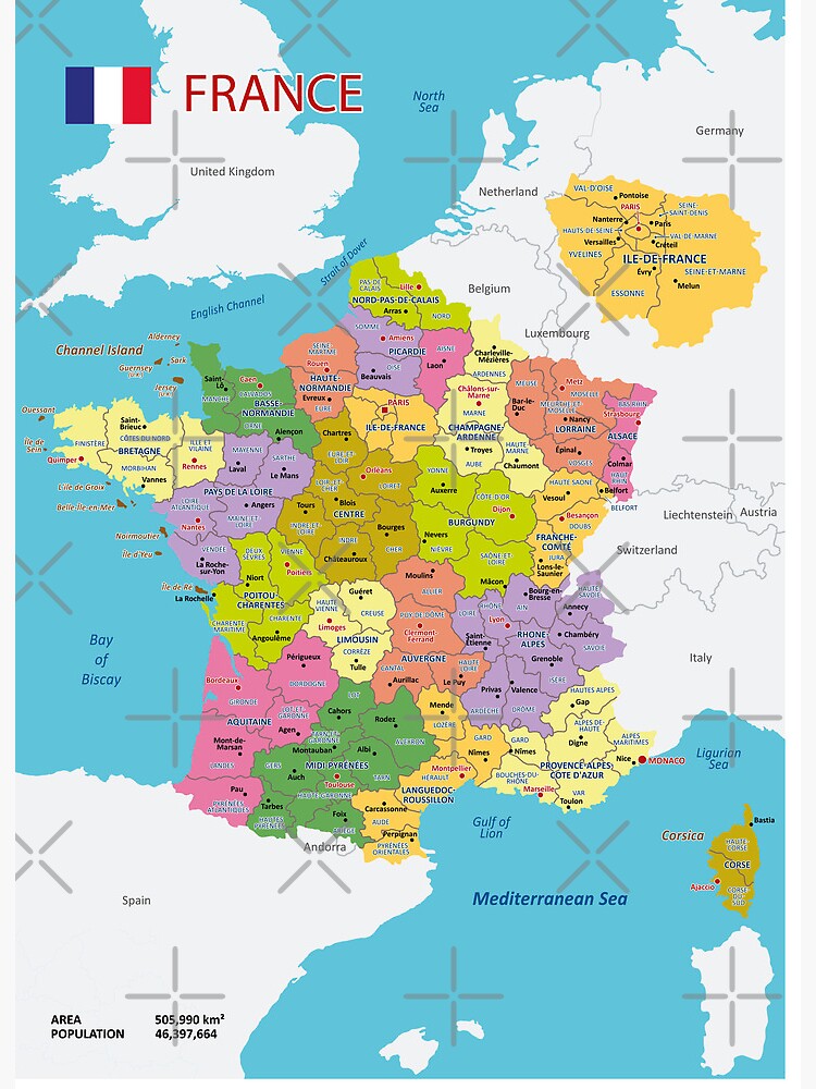 FRANCIA. Mapa De Relieve Con Contraste. – Maps