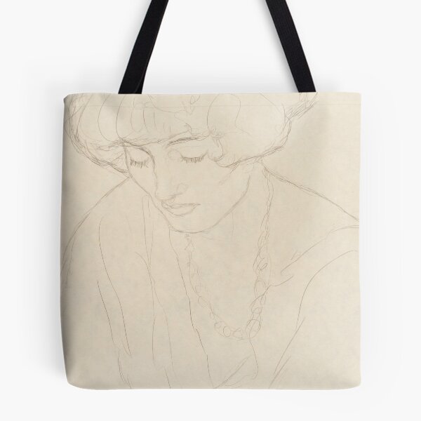 Item preview, Mit Gesenktem Blick by Gustav Klimt: Minimalist Vienna Secession Portrait designed and sold by artofuniverse.