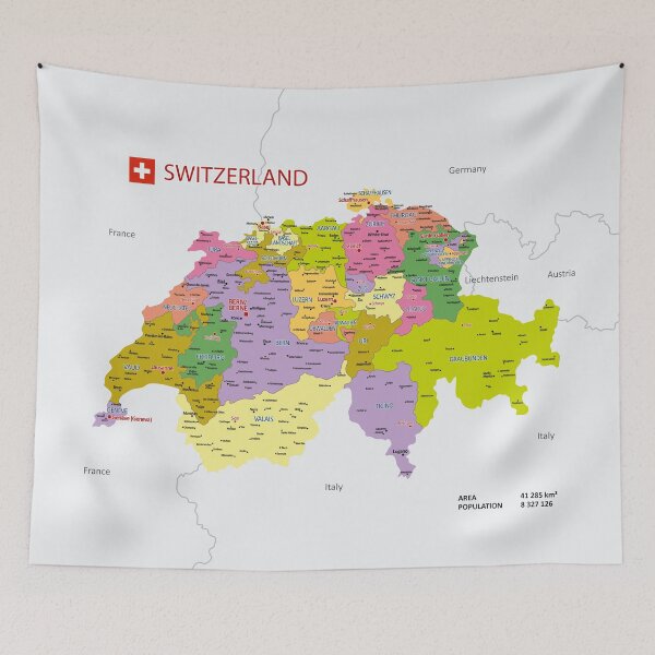 Item preview, Switzerland Political Map – Colorful Administrative Map with regions and main cities designed and sold by alijun.
